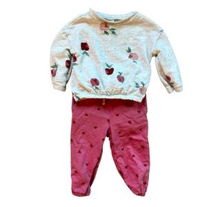 Carters baby girl fall outfit 2-peice set sweatsuit outfit apples size 12 months
